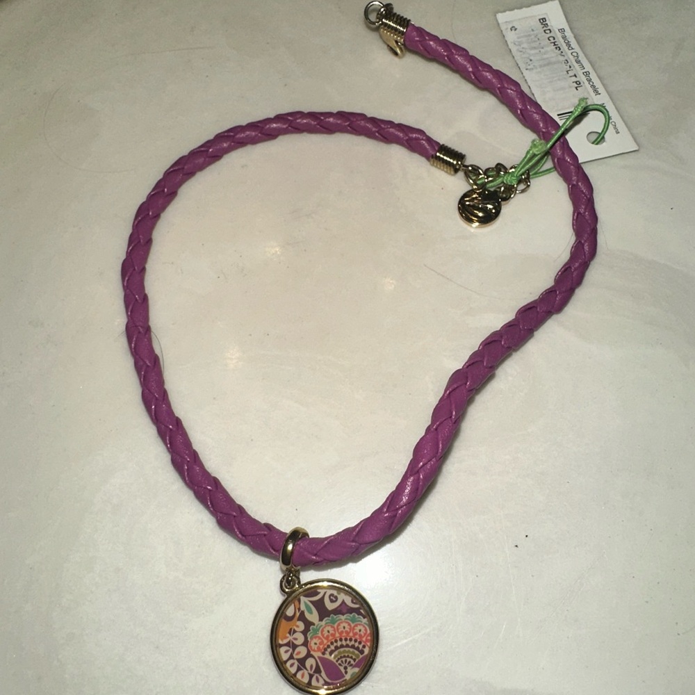 Vera Bradley Purple Braided Necklace with Pendant
